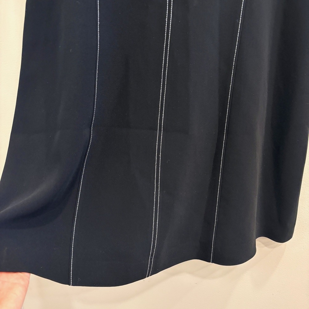 Cinq a Sept Angie Dress Black White Contrast Stitch Bow Neck Mini Dress 14 Retro - Picture 6 of 10